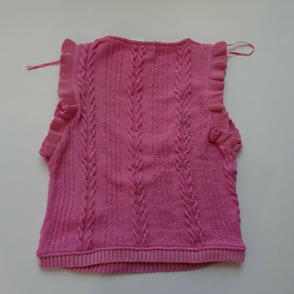 NWT Zara Sleeveless Ruffle Top Blouse Cable-Knit Pink Scoop Neck Stretch L - Picture 13 of 13